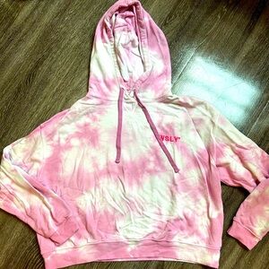 WSLY Pink and white tie dye hoodie
